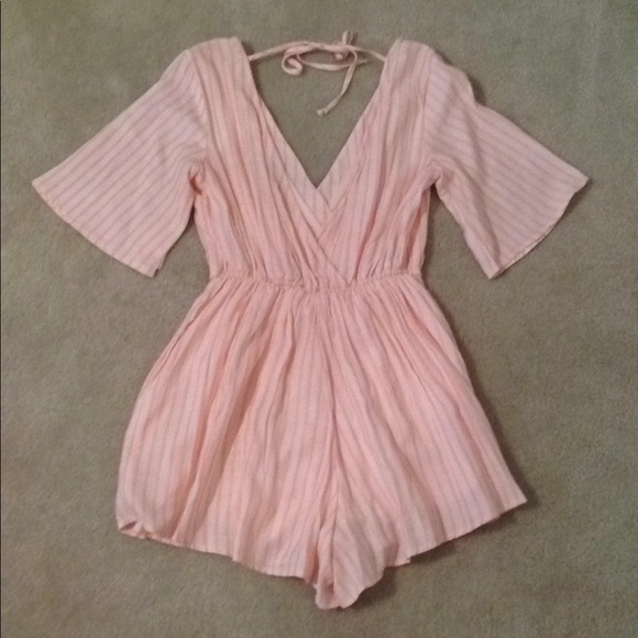 NWT Pink Striped Romper - Picture 2 of 5